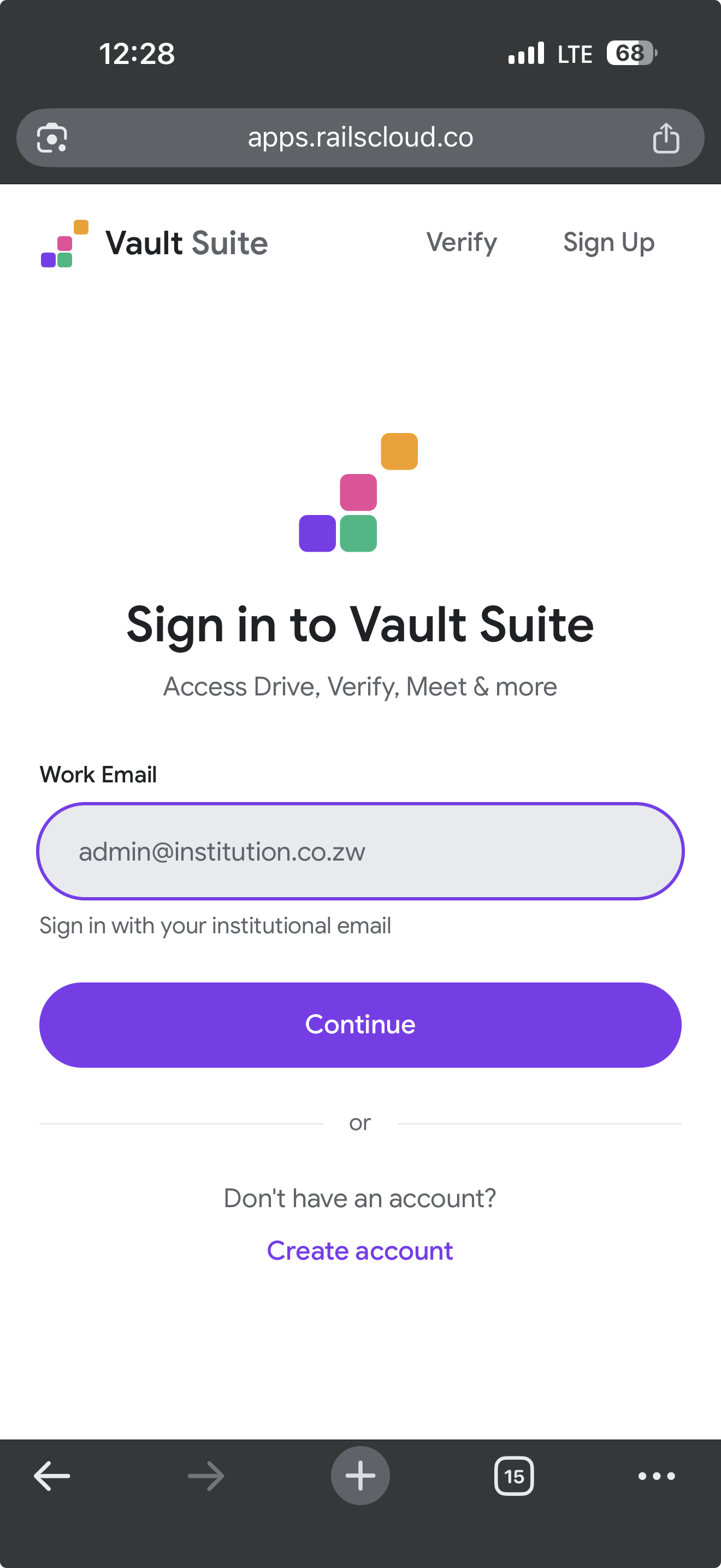Vault Suite login